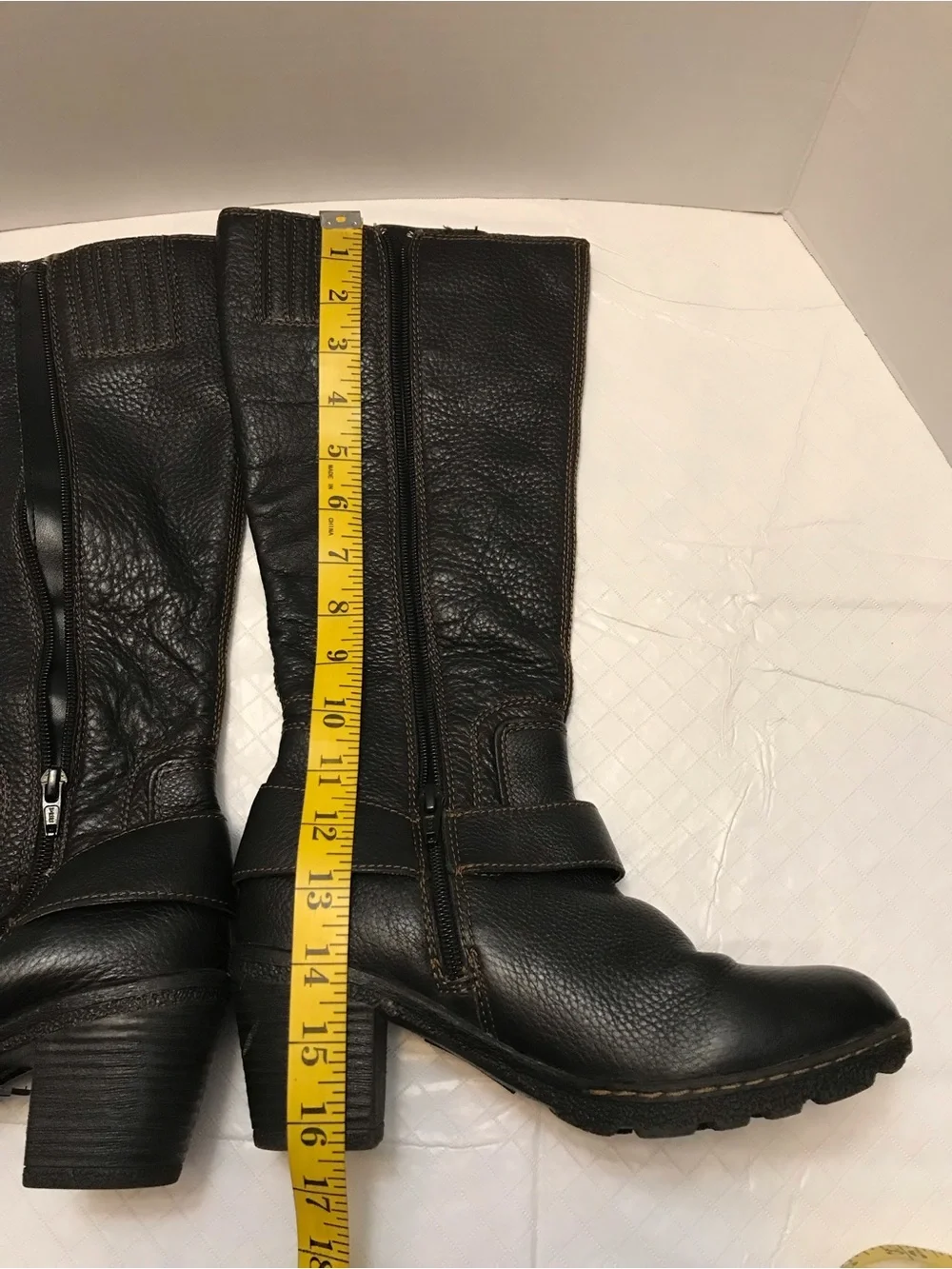 boc Black Over-the-Knee Leather Boots with Buckle Accent